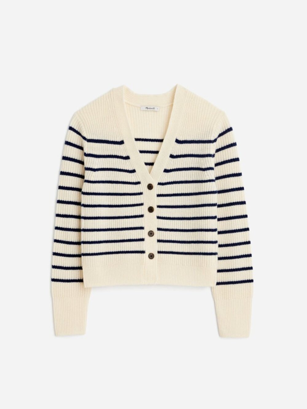 NWT Madewell SoftWool V-Neck Cardigan in Stripe